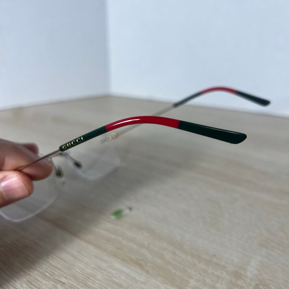Gucci GG0399O 002 Rimless Eyeglasses Silver Green Red 56-17-150 READ DESC - Picture 14 of 16